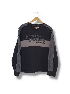 Vintage Harley Davidson Long Sleeve Shirt Black Size L